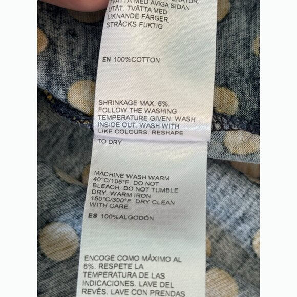 Marimekko Size XS Blue Yellow Polka Dot Shift Dress Pockets Minimalist Mod Retro - Picture 6 of 9